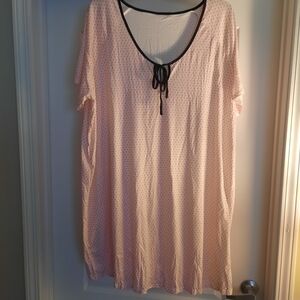 Pink Polka Dot Nightgown with Black Trim